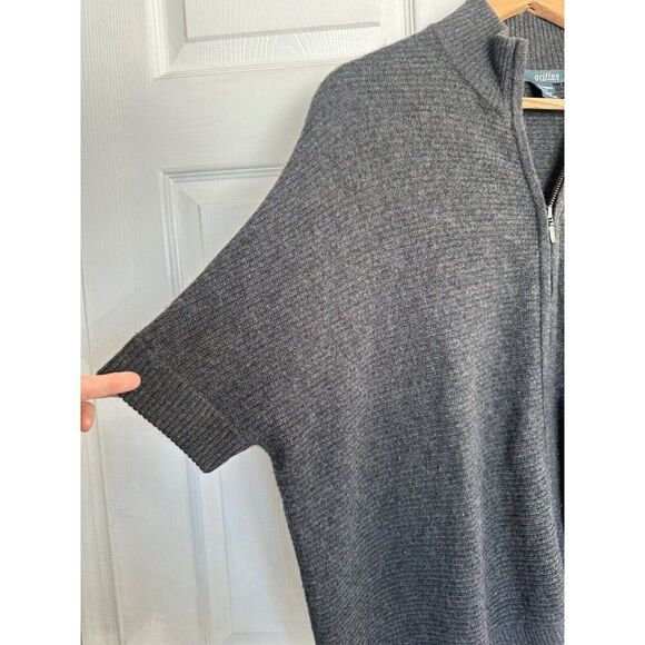 Griffen Cashmere Sweater Womens XS Gray Short Sleeve Oversized Full Zip - Picture 3 of 5